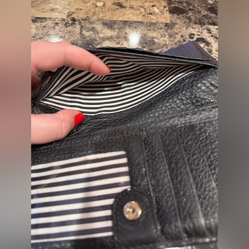 Kate Spade Staci Slim Bifold Wallet in Black Pebbled Leather - Picture 11 of 13